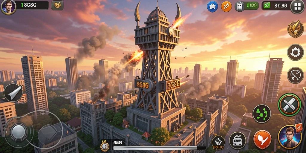 Screenshot menampilkan aksi seru dalam permainan Tower Defense.