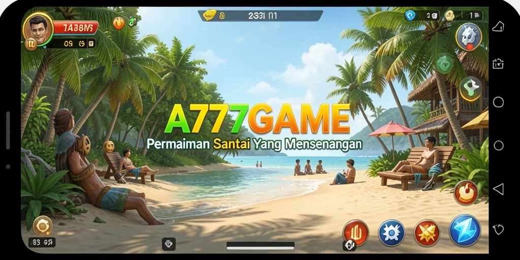 Tampilan gameplay menyenangkan A777GAME yang penuh warna.