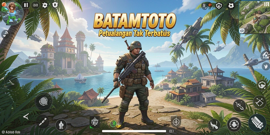 Gameplay BATAMTOTO dengan aksi penuh petualangan di dunia terbuka.