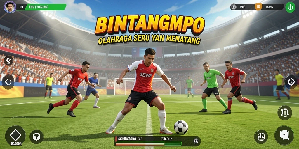 Tampilan utama permainan BINTANGMPO dengan aksi olahraga yang mendebarkan.