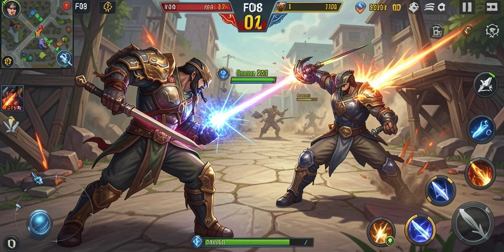 Tampilan gameplay F08 dengan pertarungan seru dan strategis.