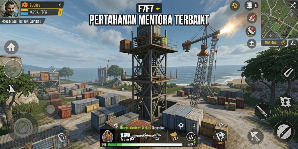Screenshot F7F7 menunjukkan aksi menegangkan dalam strategi Tower Defense.