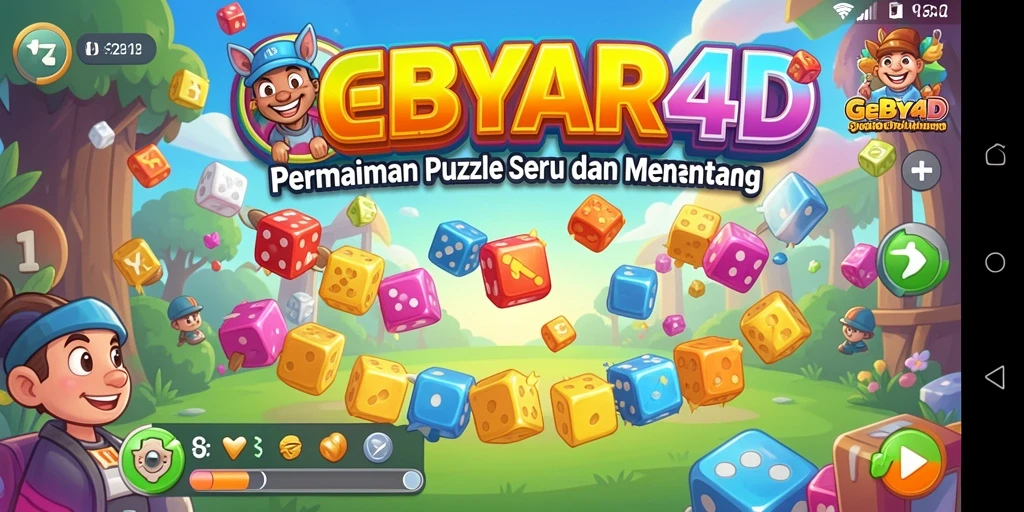 Tampilan gameplay GEBYAR4D yang penuh warna dan menantang.