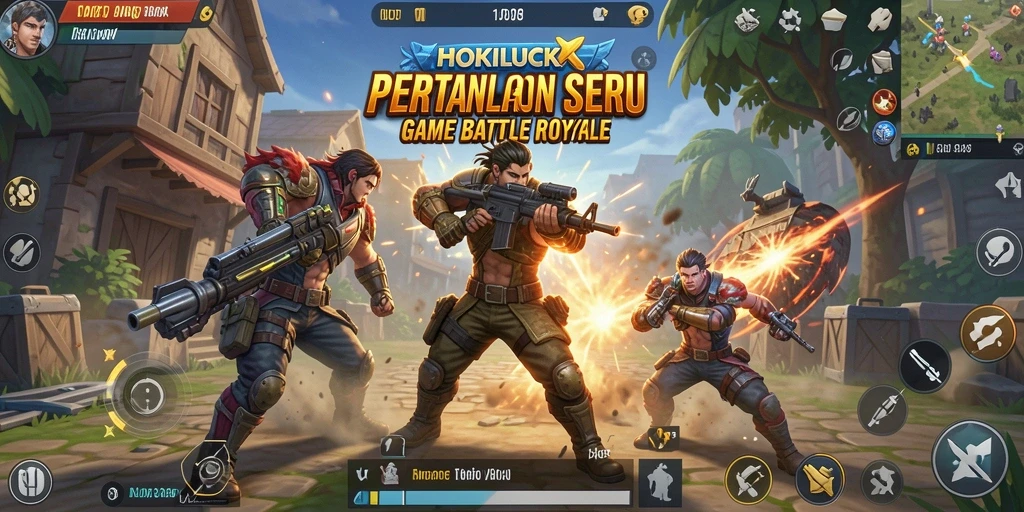 Tangkapan layar HOKILUCK menampilkan aksi Battle Royale yang mendebarkan.