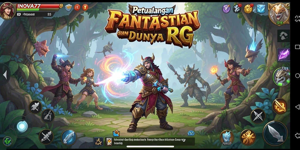 Tangkapan layar gameplay INOVA77 menampilkan aksi petualangan RPG yang mendebarkan.