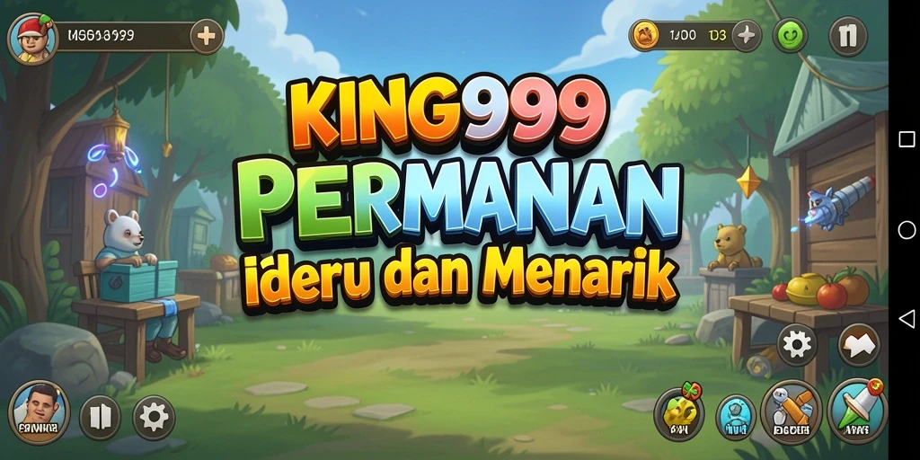 Tampilan gameplay KING999 yang menampilkan karakter mengumpulkan sumber daya.