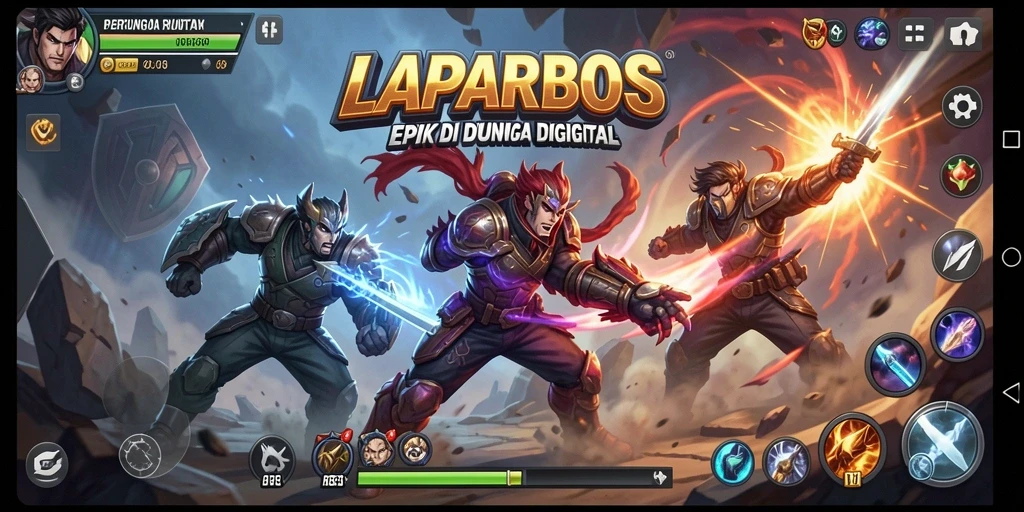 Screenshot gameplay LAPARBOS menampilkan aksi pertarungan yang intens.