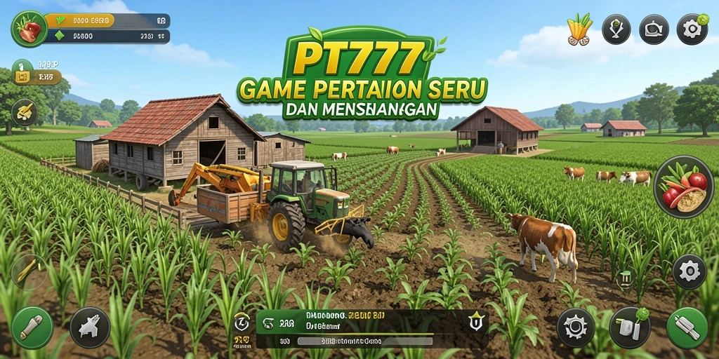 Screenshot PT777 menampilkan aktivitas bertani yang menarik dan interaktif.