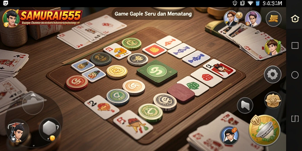 Screenshot gameplay Gaple SAMURAI555 yang seru dan interaktif.